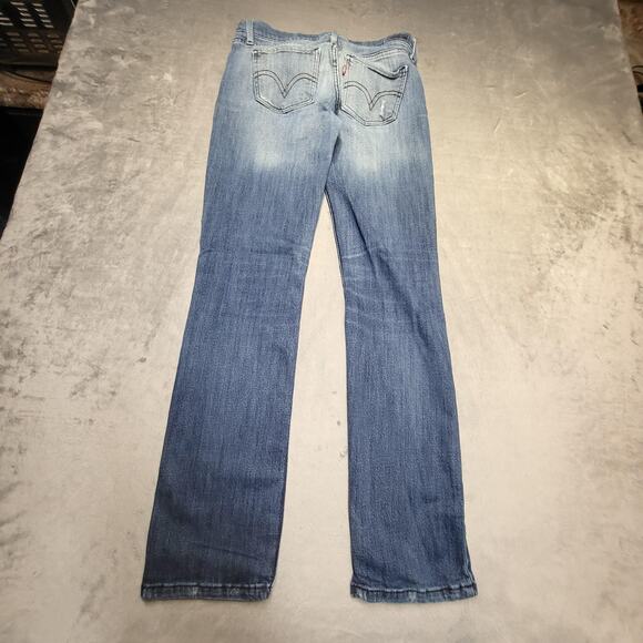 Levis 524 Too Superlow Jeans Womens 9M Blue Low Rise Stretch Straight Leg Denim - Picture 10 of 11